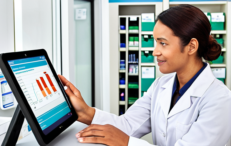 Personalized Digital Care**
A modern, brightly lit pharmacy in the Netherlands, designed with a clean, approachable aesthetic. An empathetic pharmacist (20s-40s, diverse ethnicity, e.g., Dutch or Surinamese-Dutch, wearing a professional but friendly uniform) is actively engaged in a personalized consultation with a patient (50s-70s, Dutch, looking engaged and reassured). The pharmacist is utilizing a sleek tablet or monitor displaying a simplified, anonymized interface of patient health data, genetic information, or medication interaction alerts, illustrating the use of advanced data analysis tools. The setting emphasizes the shift from product-centric to patient-centric care, highlighting digital support for proactive, tailored advice. Soft, inviting light filters through, creating a trusting and innovative atmosphere.
**