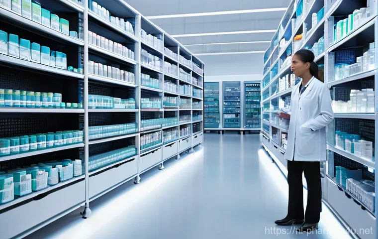 약사 약물 공급망 관리 방법 - **Invisible Spiderweb of the Medicine Chain:**
    "A sophisticated and dynamic scene within a moder...