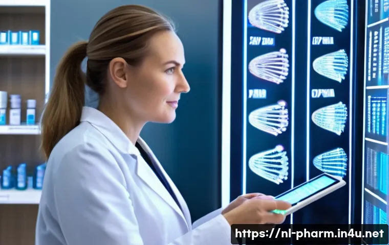 약사 약물 연구의 최신 이슈 - **Personalized Medicine in a Dutch Clinic**:
    A brightly lit, modern medical clinic in the Nether...