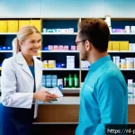 Home 22 약사 약국 고객 만족도 조사 방법 - A modern Dutch pharmacy interior with a bright, clean, and welcoming atmosphere, featuring a pharmac...