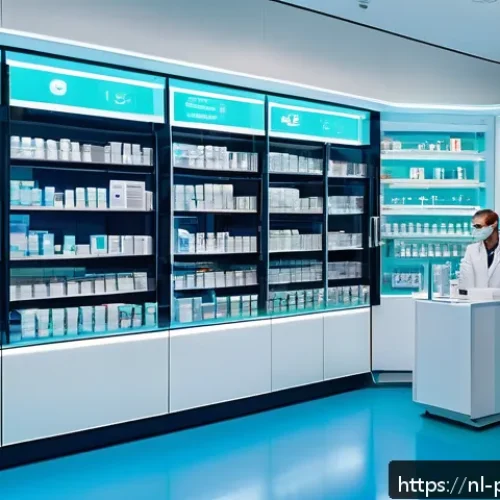 Home 33 약사로서의 커리어 개발 전략 - A modern Dutch pharmacy interior featuring advanced digital technologies: sleek automated medicine d...