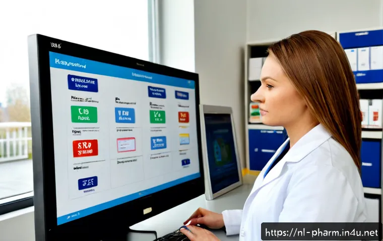 약사 약물정보 검색 사이트 추천 - Photorealistic Dutch community pharmacist in a clean modern pharmacy consultation room, wearing a wh...